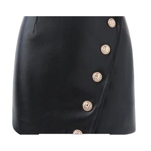 Fore Black Faux Small Leather Asymmetrical Mini Skirt NWOT